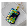 Dichroic Glass Pendant 145 Patchwork Turquoise purple with gold plated chain