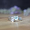 ESTUARY Silver Stacking Ring Set - Topaz Rainbow Moonstone Gemstone Rings