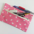 Dragon Pencil case, zipper pouch, lined cotton bag, back to school, drawing