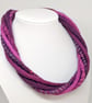 The Wrapped Twist: felted cord necklace in deep pink purple berry shades - Image 1
