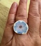 Vintage crockery floral adjustable ring
