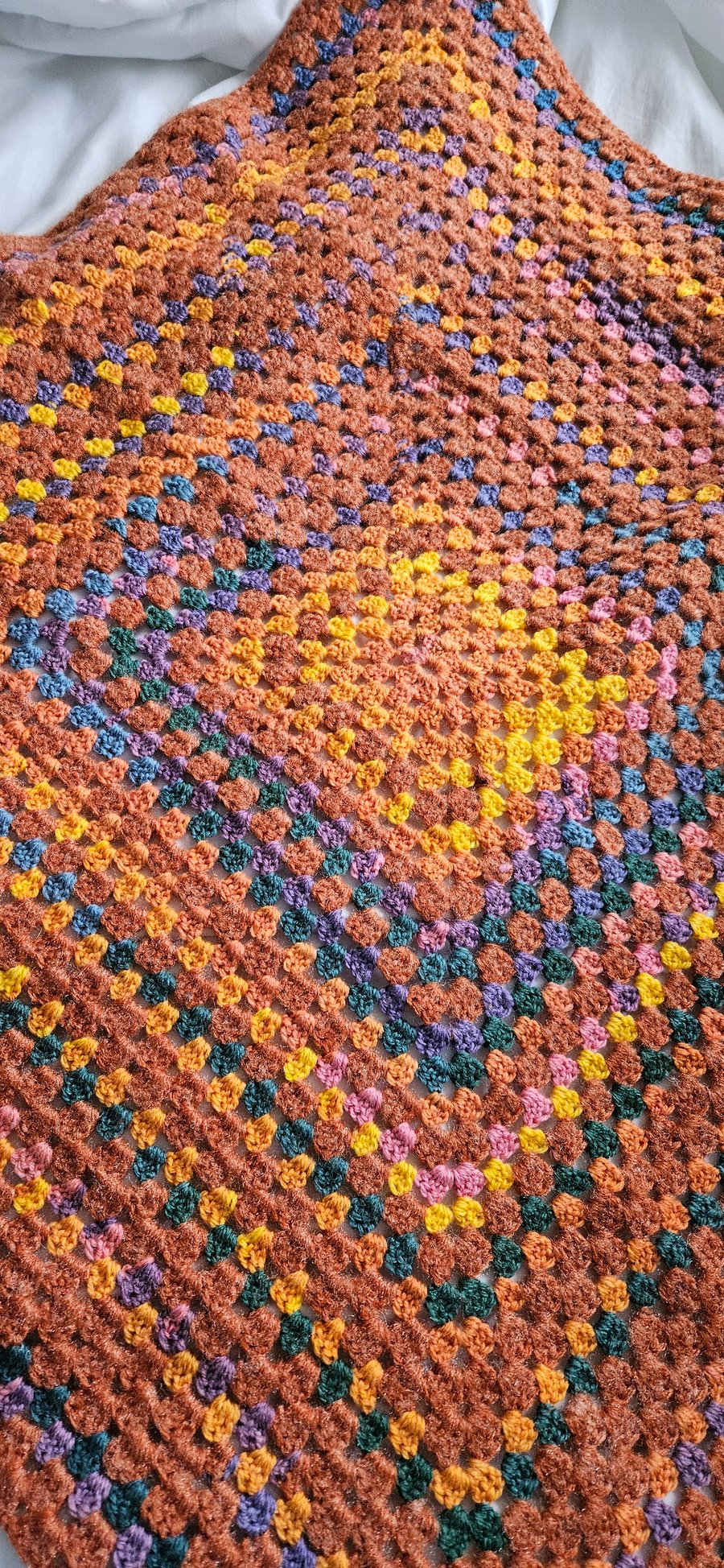 Giant Granny Square Lap Blanket, Autumnal colours