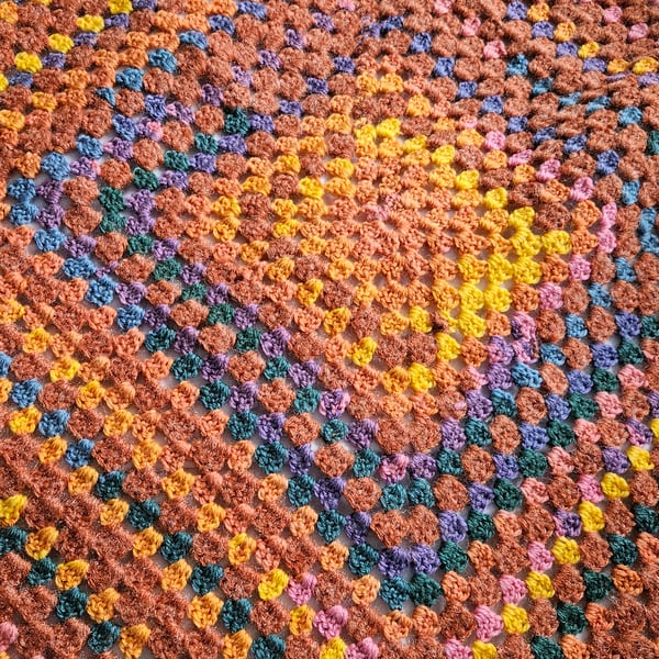 Giant Granny Square Lap Blanket, Autumnal colours