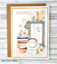 Cosy Birthday Card - autumn flowers, coffee, cupcake, books, decoupage - Image 6
