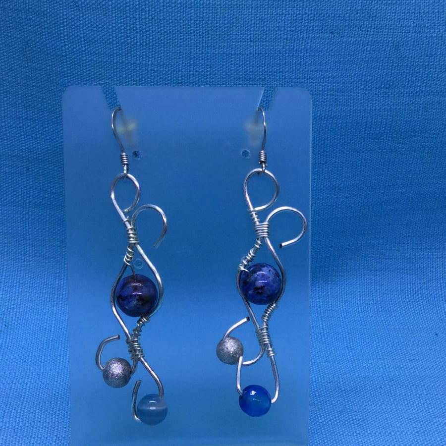 Engaging Gemstone Wire-wrapped Dangling Earrings