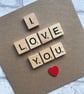 Handmade I Love You Card with Wooden Scrabble Tiles - Image 3