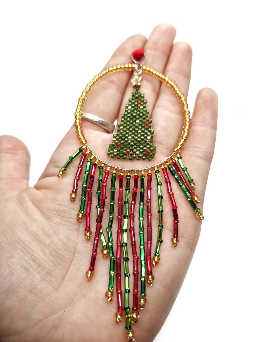 Red green and gold christmas tree christmas decoration