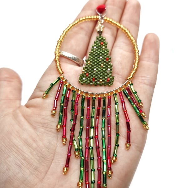 Red green and gold christmas tree christmas decoration