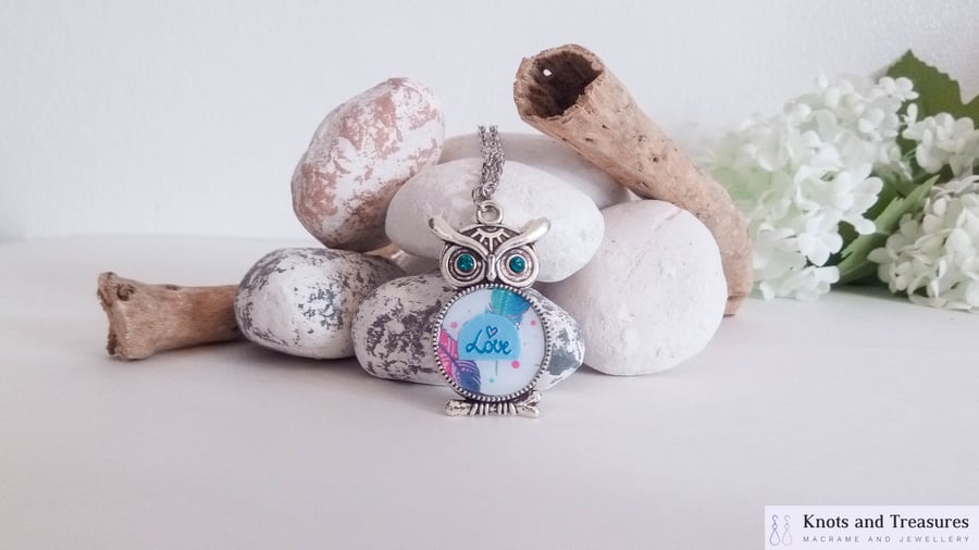 SALE Owl Love Pendant Necklace