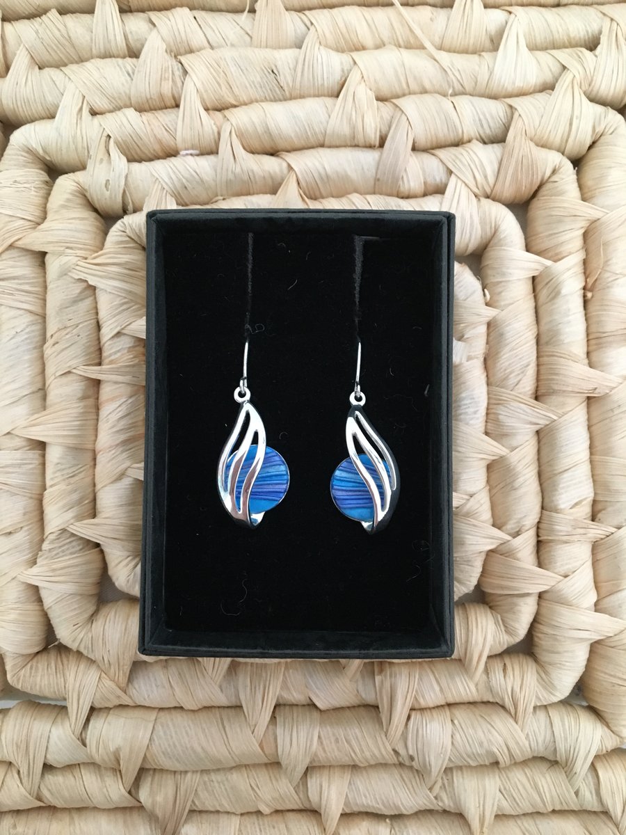Handcrafted Drop Earrings in Blue