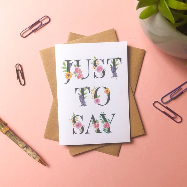 Just to Say... Thank You Notecard, Birthday Blank A6 Watercolour Greetings Card 