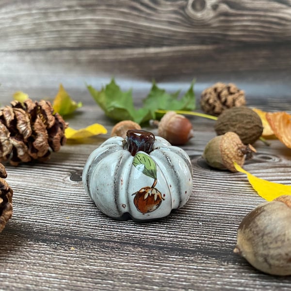 HANDMADE Black Clay Autumn Cobnut Ceramic Pumpkin - Halloween Pumpkin