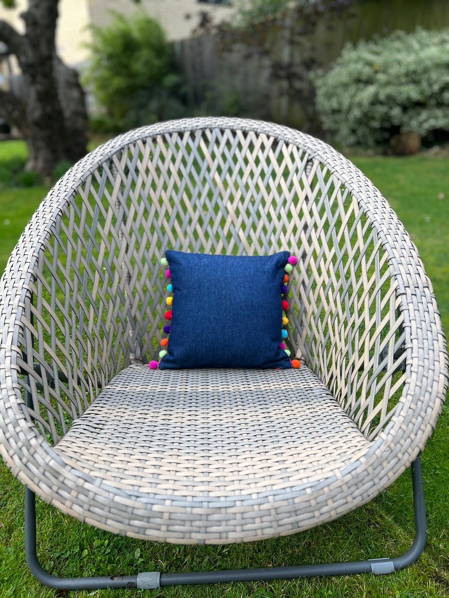 Denim Pom Pom cushion