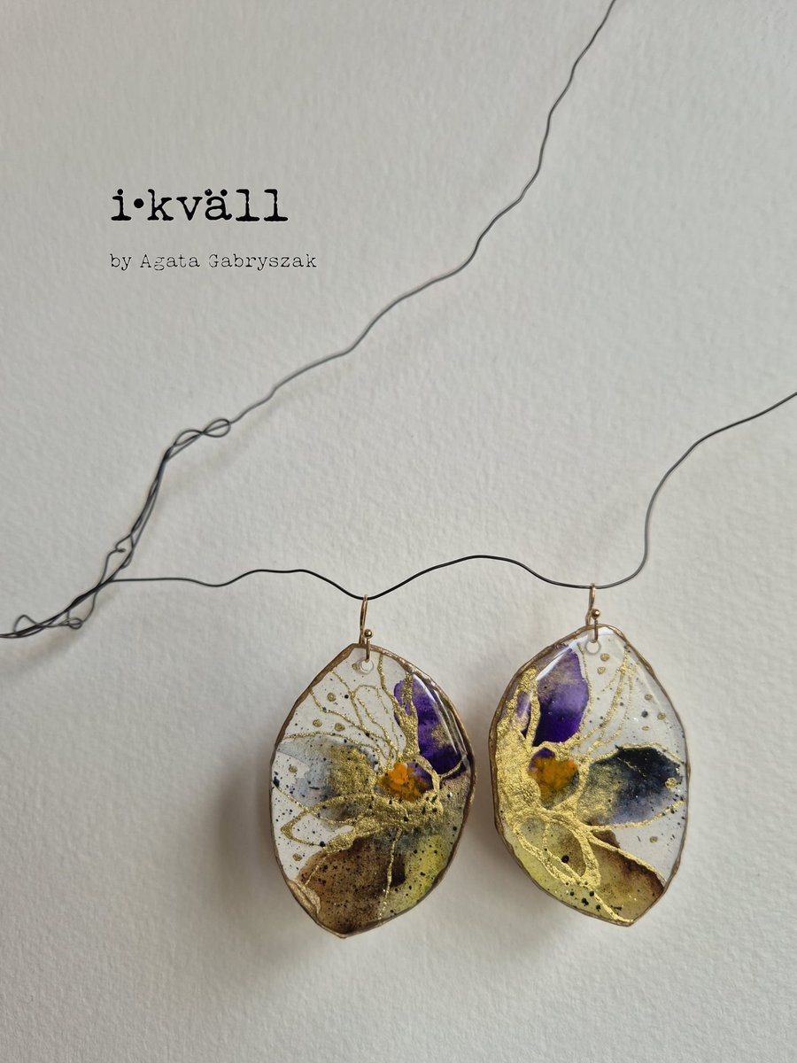 Large Lightweight Brown Gold Statement Artistic Earrings