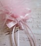 Pale Pink Soft Feather & Crystal Ribbon Trail Regency Fascinator Comb Headpiece - Image 4