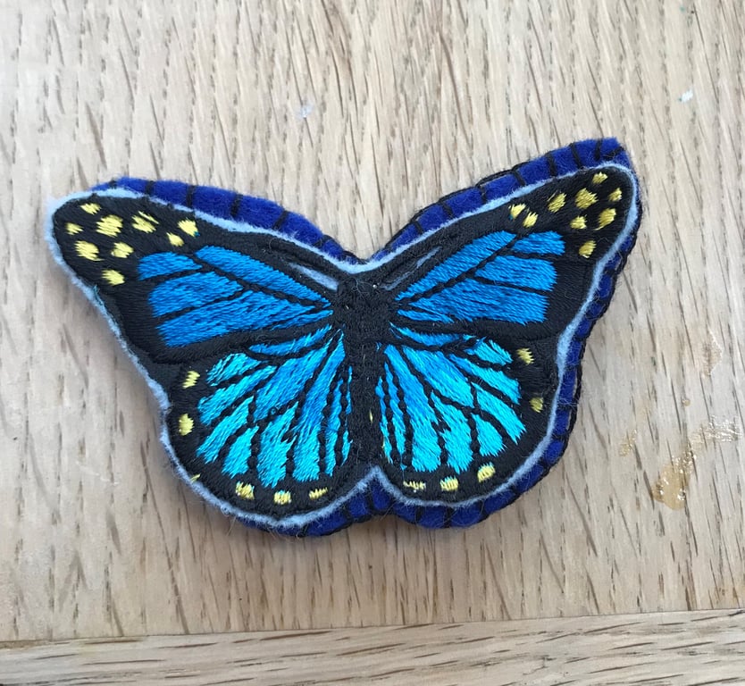 Large Felt Butterfly Hair Clip - Blue