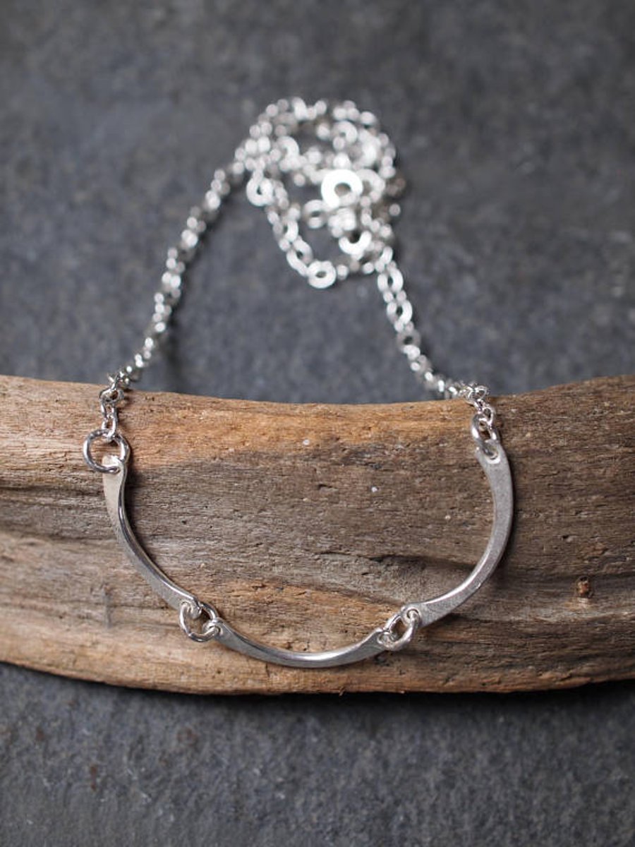 silver necklace, forged necklace