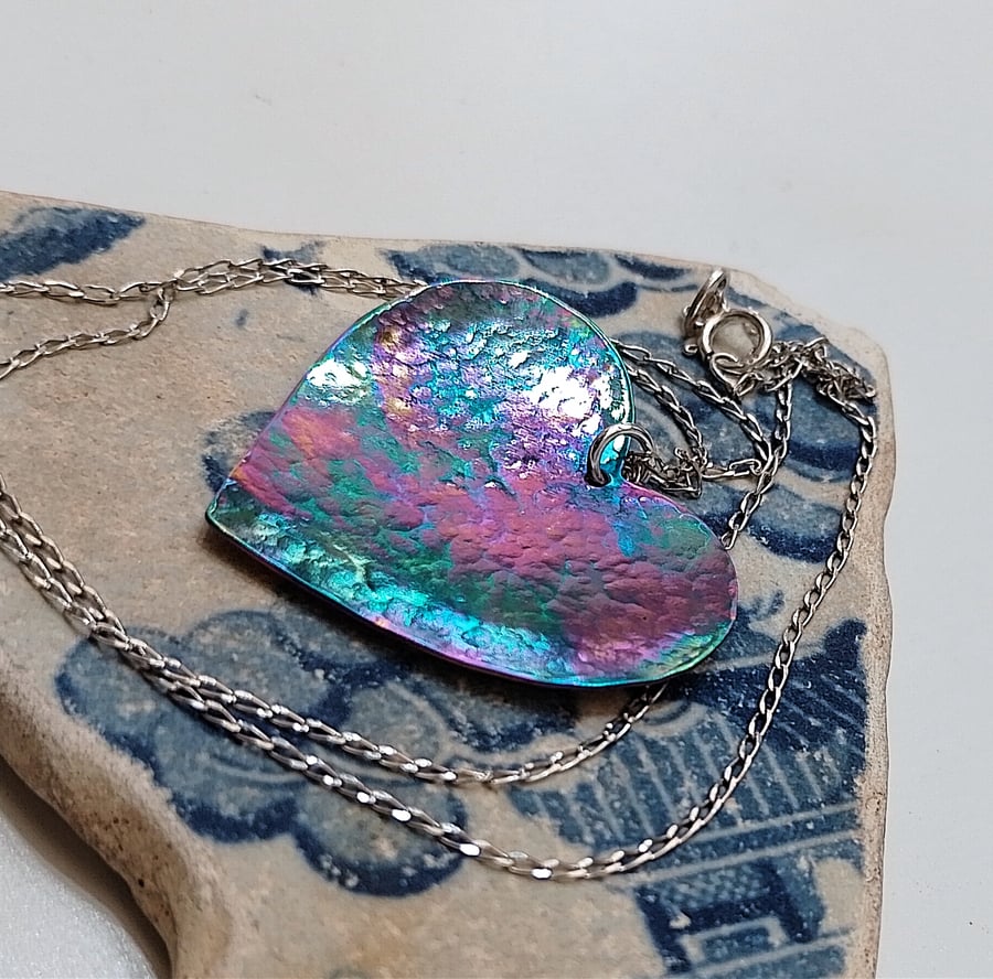 Heart Coloured Titanium Pendant Necklace (NKTTPDHT1) - UK Free Post