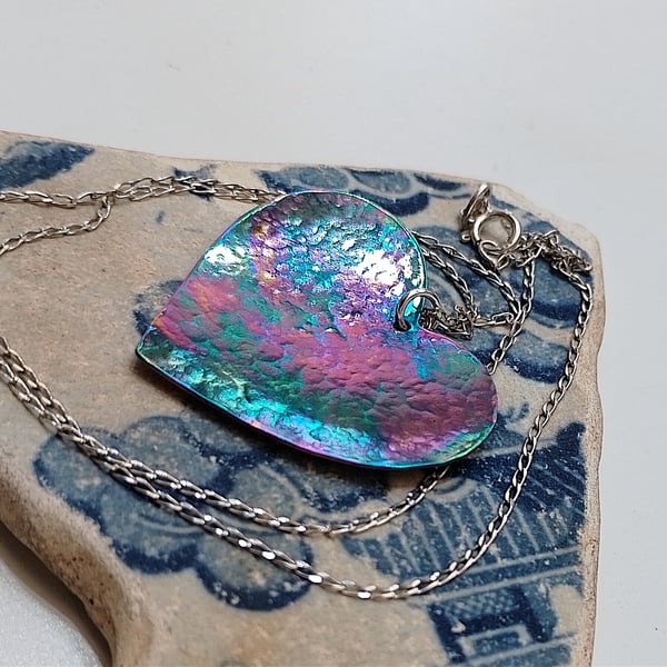 Heart Coloured Titanium Pendant Necklace (NKTTPDHT1) - UK Free Post