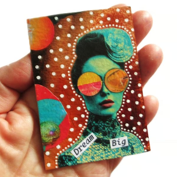 Feminist ACEO Miniature Artwork Original Inspiring Female Figure Portrait Art