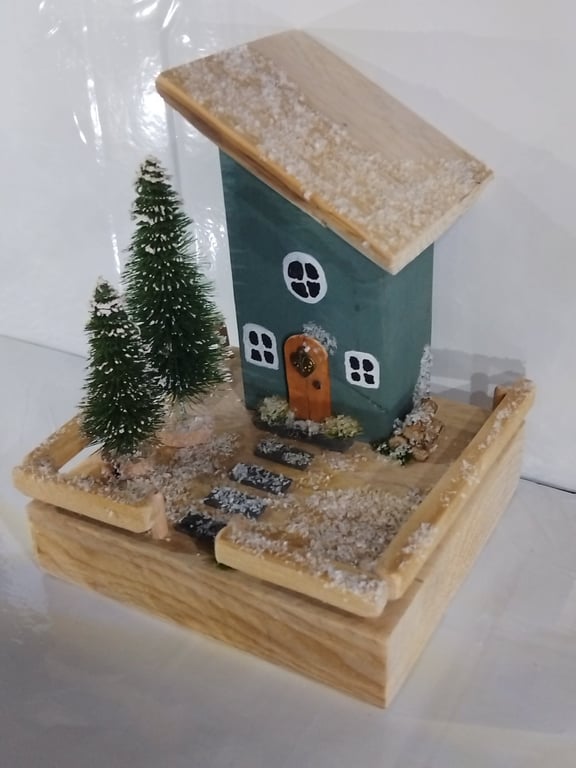 Unique handcrafted snowy cottage!