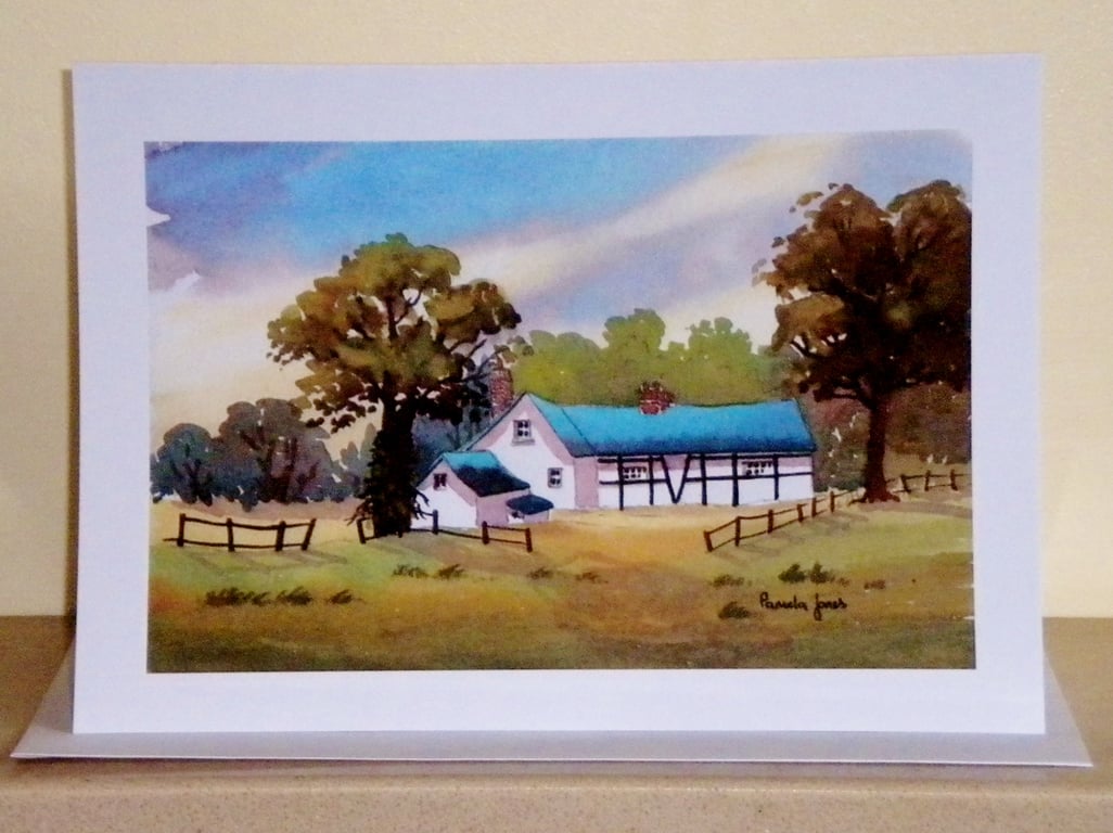 Artist Greetings Card, Hereford Cottage, Blank inside for own message, A5