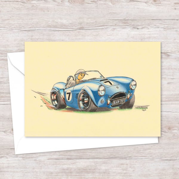 Boy Racer Greeting Card: Hand Drawn Sports Car Illustration (304)