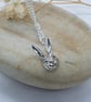 silver plated 18 inch necklace with cute little rabbit bunny hare charm nature 