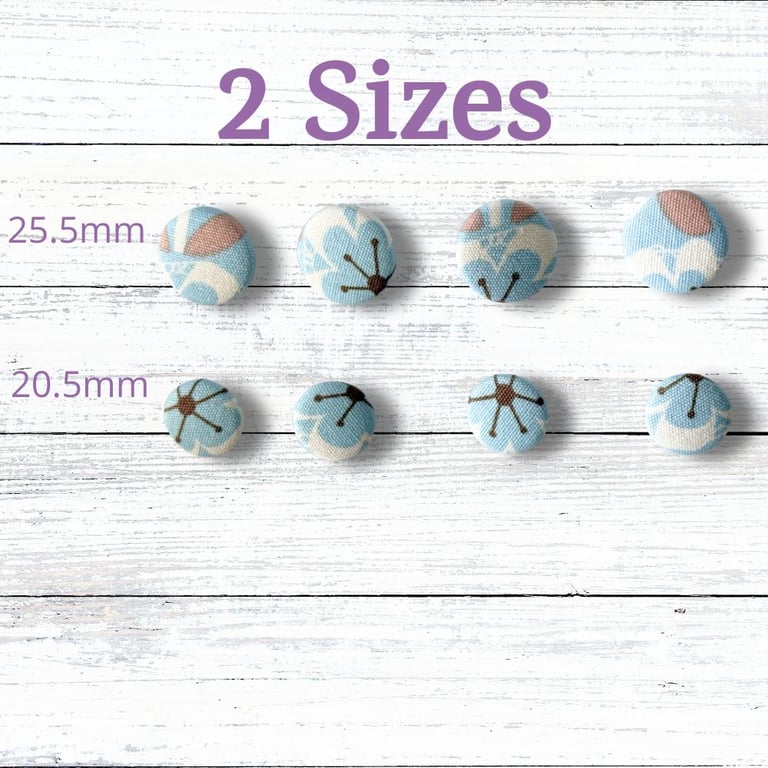 Handmade Fabric Covered Buttons, Set of 4, Duck-Egg Blue Buttons