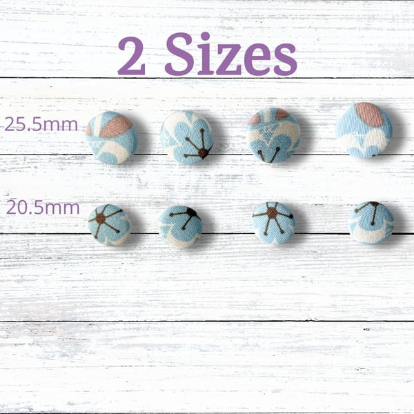 Handmade Fabric Covered Buttons, Set of 4, Duck-Egg Blue Buttons