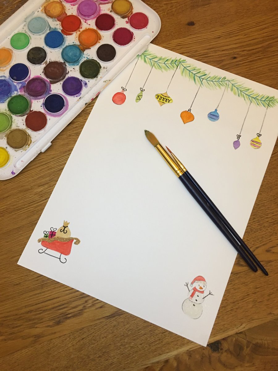 Christmas Writing Paper - Santa Stationery - Hand painted - Watercolour - Santa