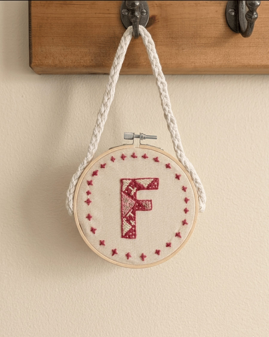 Monogram Embroidery Hoop, HandmadeNursery Wall Art, Lucet Macrame, FREE POSTAGE
