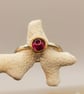 Rhodolite Garnet Ring - Sterling Silver Gold Bezel - Size K - Image 4