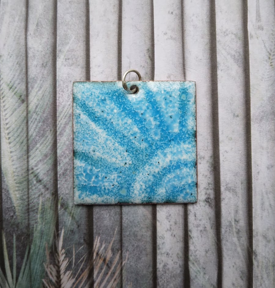 Square ‘batik’ sunburst pendant in enamelled copper 248
