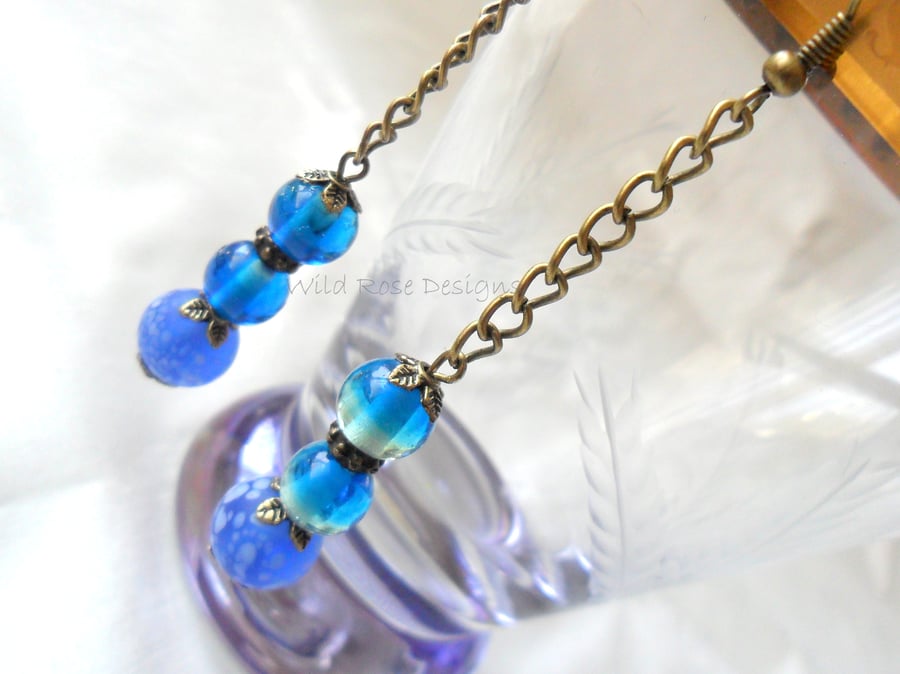 Blue dangle earrings - Sale item!