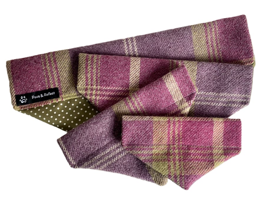 Elegant Scottish Tartan Dog Bandana: Balmoral Amethyst Tweed Neckerchief