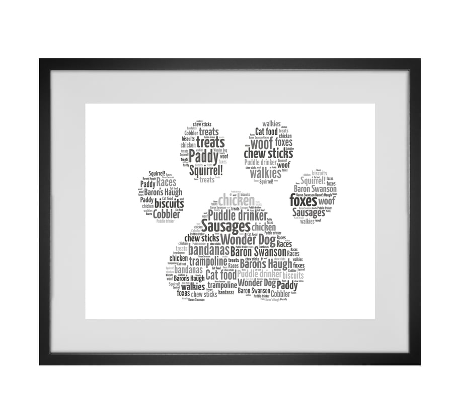 Personalised Dog Paw Print Design Word Art Gifts 