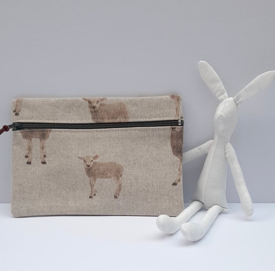 Make up bag - pencil case - pouch - sheep 