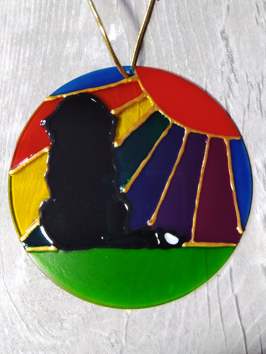 Pet memorial Bernese Mountain Dog Rainbow sunshine sun catcher decoration