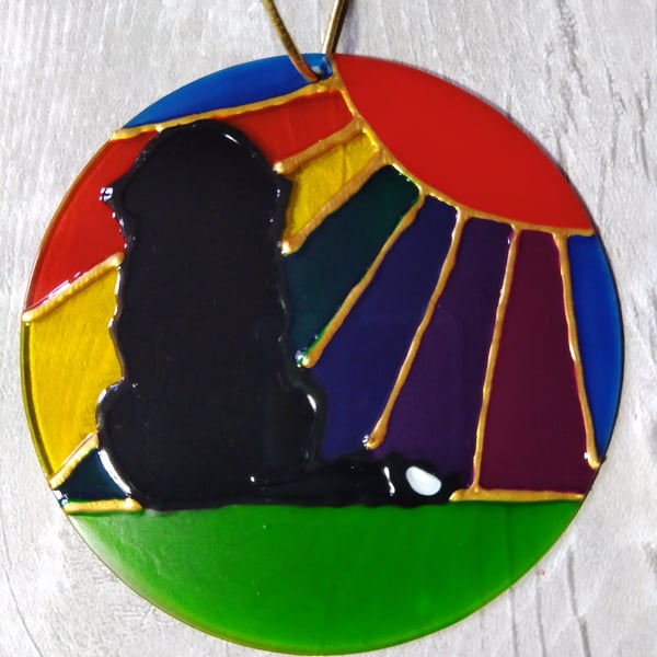 Pet memorial Bernese Mountain Dog Rainbow sunshine sun catcher decoration