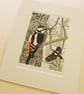 Great Spotted Woodpecker - hand cut limited edition linocut print - Image 2