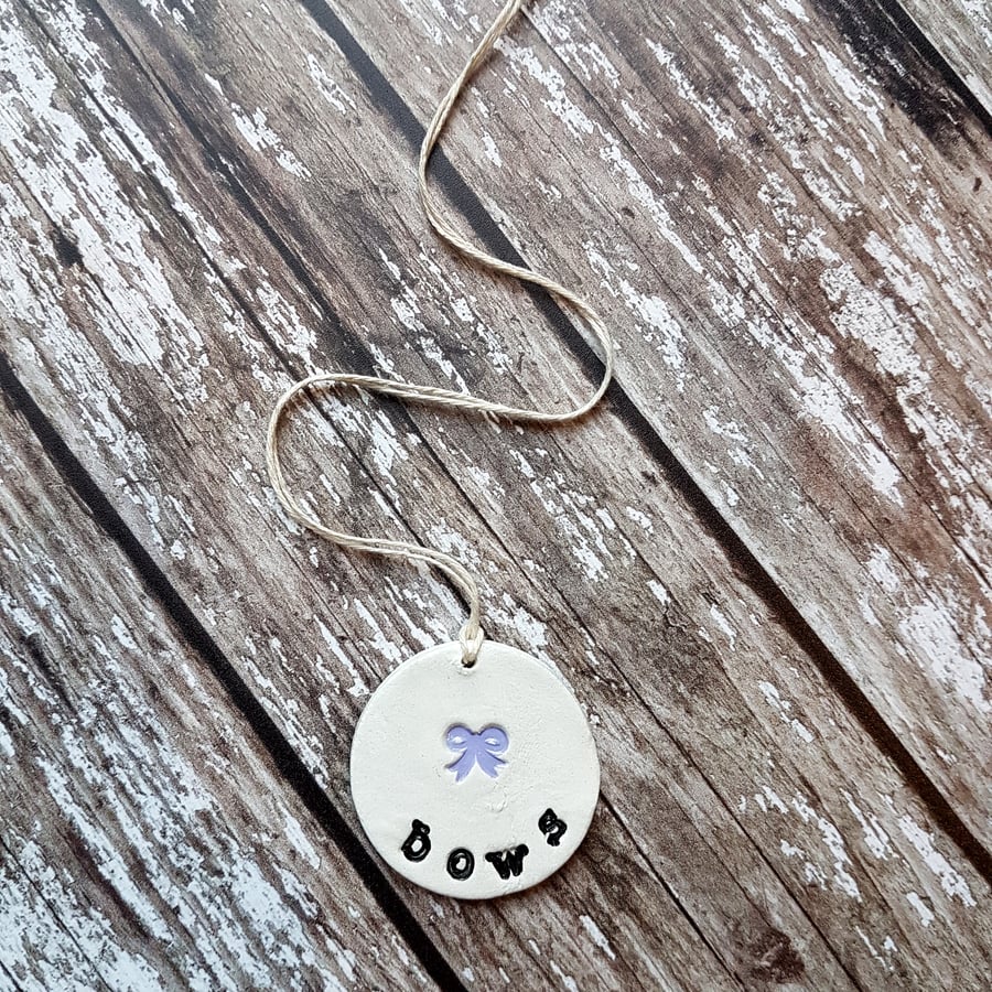 Individual Clay Tags BOWS, decoration, homeware, gift