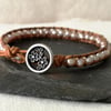 Natural freshwater pearl pink and peach leather bracelet, June birthstone 