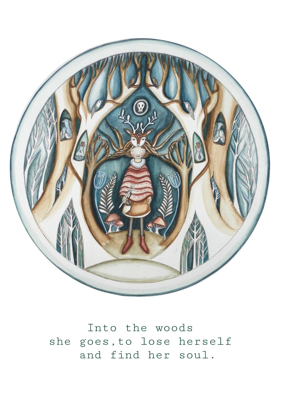 'Into the woods' A4 limited edition print with john muir quote