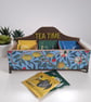 Decoupaged Wooden Tea Box, Hand Painted Floral Compartment Storage Home Decor