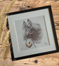 Handdrawn watercolour Art: Donkey in Black Frame (8x8")