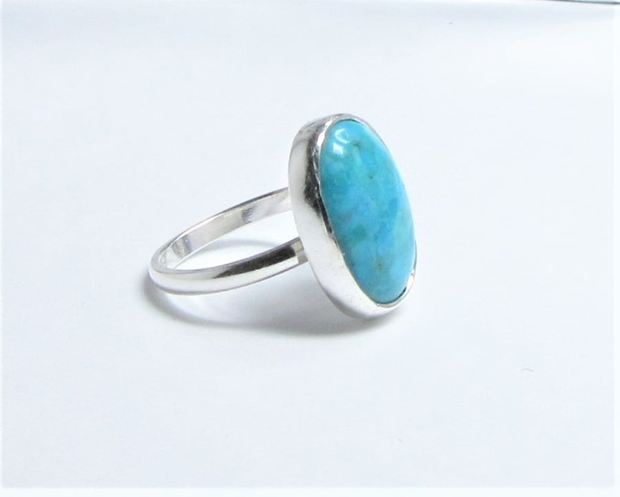 Turquoise ring - recycled sterling silver - December birthstone - stone ring