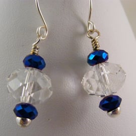 Crystal Clear and Cobalt Crystal Earrings.