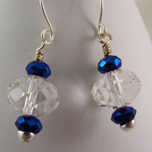 Crystal Clear and Cobalt Crystal Earrings.