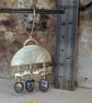 Hand-Engraved Brass Earrings with Freshwater Pearls ; Contemporary Earrings - Image 5